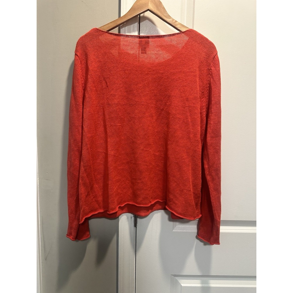 Eileen Fisher Orange Sweater 100% Linen XL - Picture 5 of 5